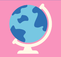 blue globe against pink background